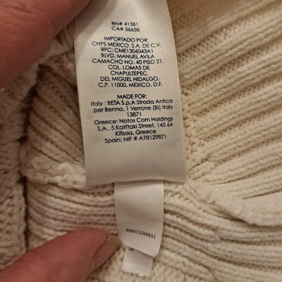 CHAPS Denim Women's Heritage Cream Cable Boxy Sweater Vest Sz XL - Picture 12 of 14
